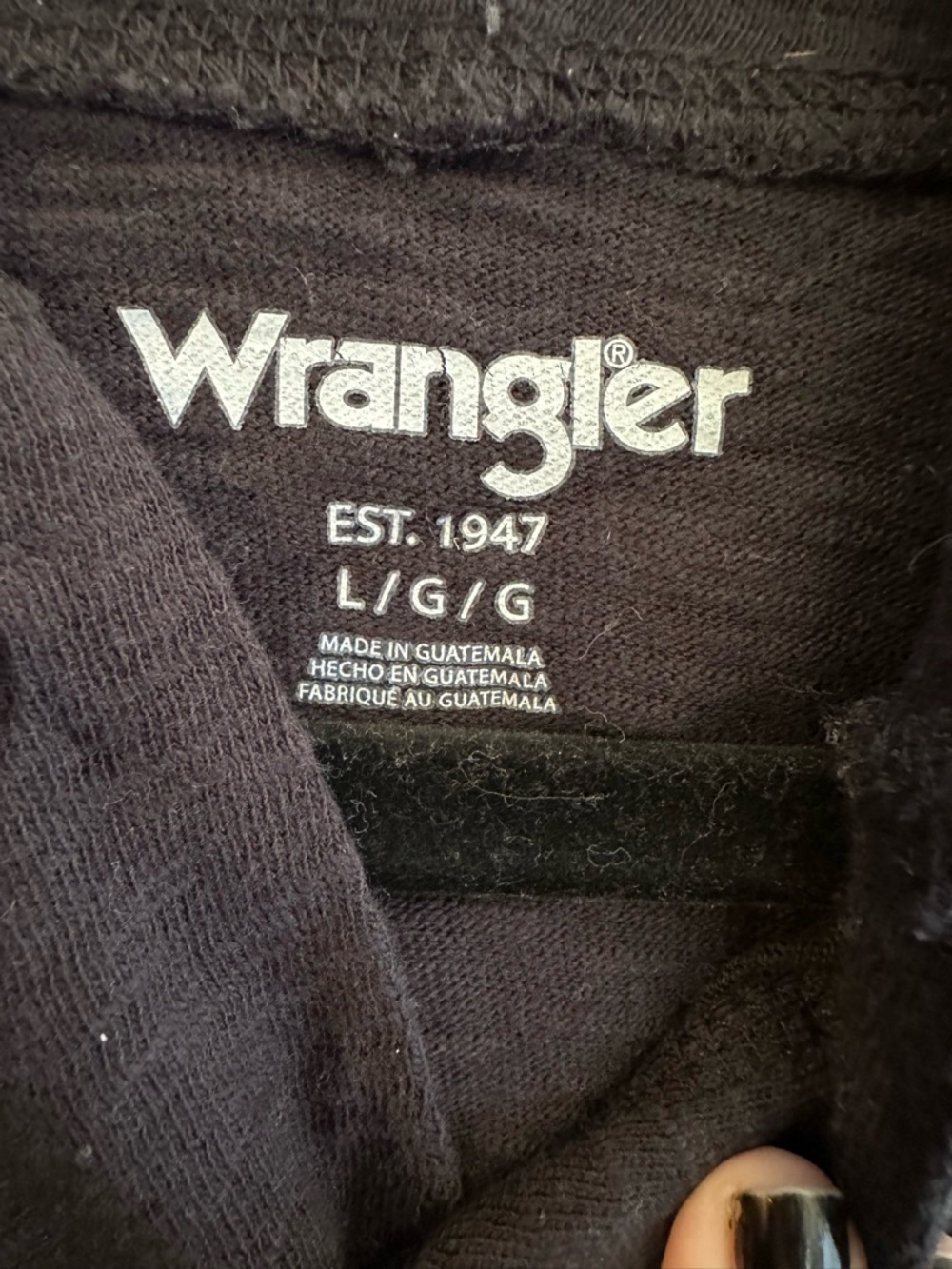 Wrangler Black Long-Sleeve Hooded Henley Shirt with Front Pocket - Picture 3 of 3